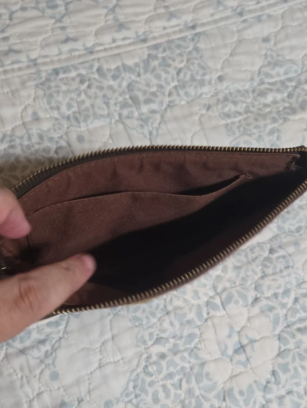 Louis Vuitton Brown Monogram Rivet Pochette Zip Closure Detachable Strap